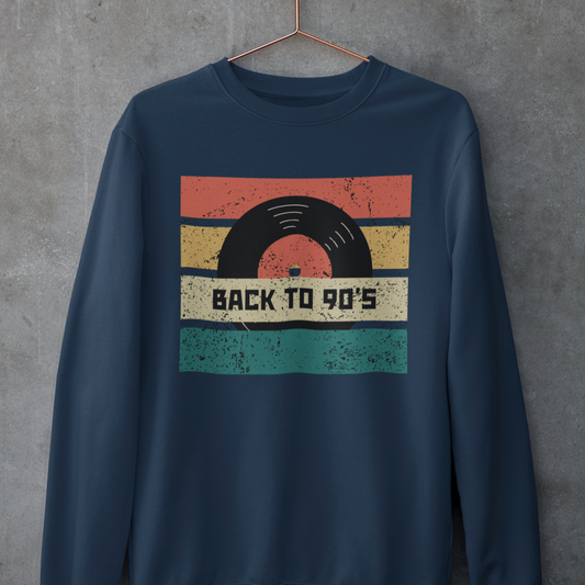 Back to 90’s Retro Music Sweatshirt – Unisex Premium Cotton Fleece