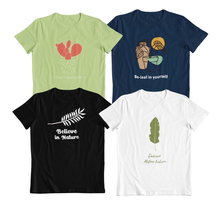 Unisex Platinum 180 Nature-Inspired Printed T-Shirt Combo – Pack of 4