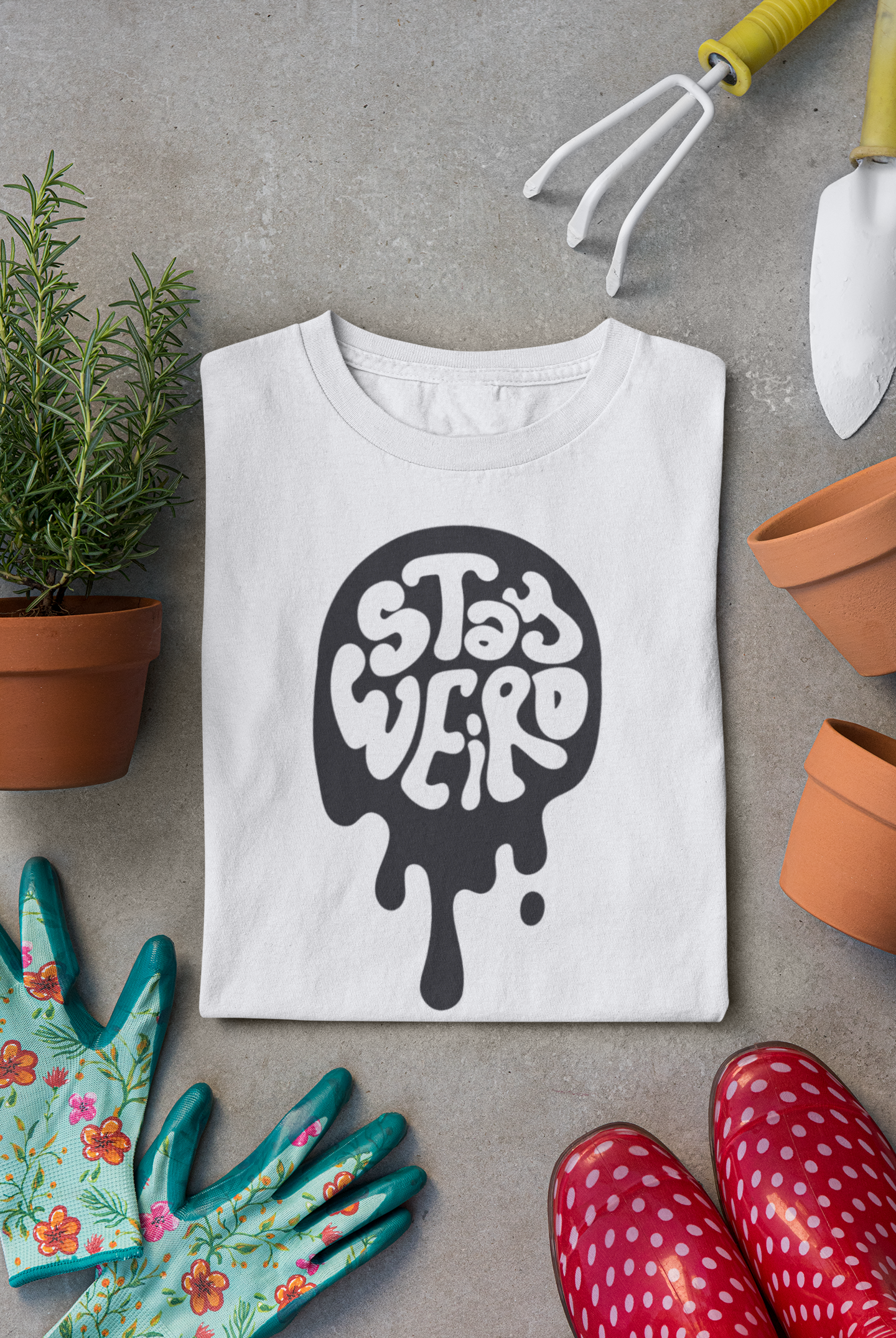 🖤 STAY WEIRD Unisex Drip T-Shirt – 100% Cotton (180 GSM)